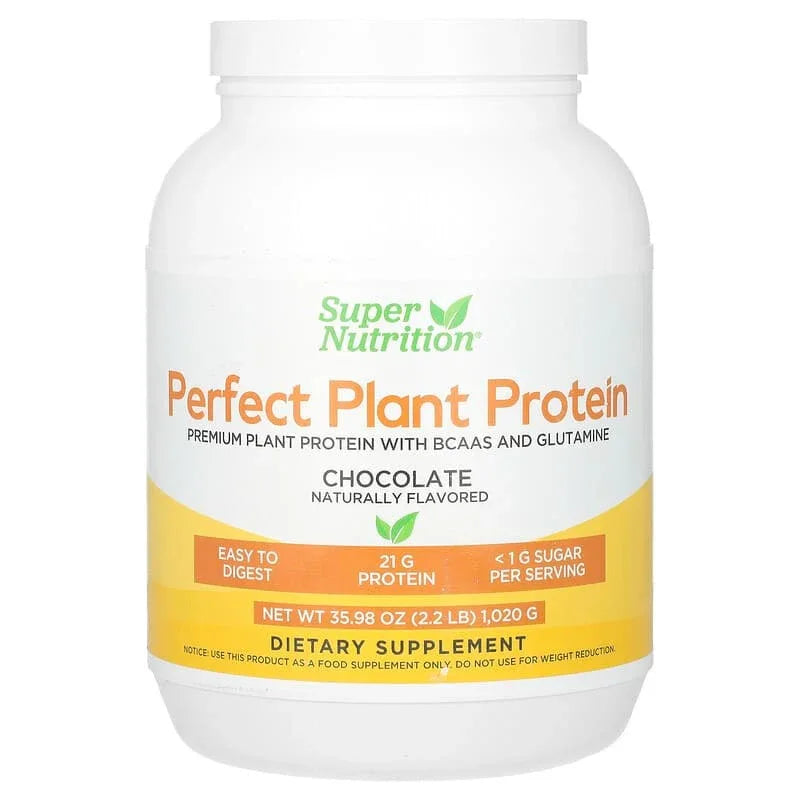 Super Nutrition, Perfect Plant Protein with Pea Protein Isolate, BCAAs, Cranberry Seed, Chia Seed, and Sacha Inchi Seed, 2.2 lbs (1,020 g) - USA MEGA SHOP