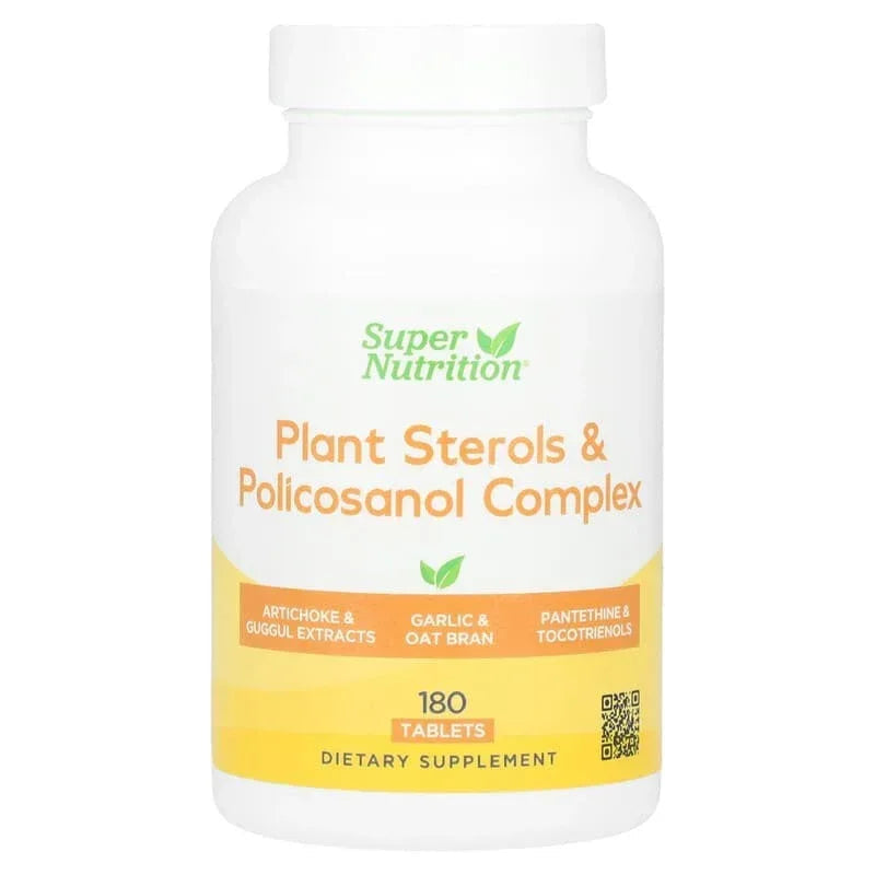 Super Nutrition, Plant Sterols & Policosanol Complex with Folate, Guggul Extract, Soy Germ Extract, and Oat Bran, 180 Tablets
