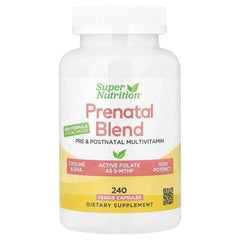 Super Nutrition, Prenatal Multivitamin with Super Greens, Spice Complex, Vitamin C, Choline and Folate, 240 Veggie Capsules - USA MEGA SHOP