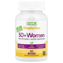 50+ women multivitamin bottle with green label and 90 tablets front