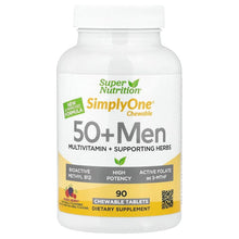 Mixed berry multivitamin chewable bottle for men 50+, front label on white container