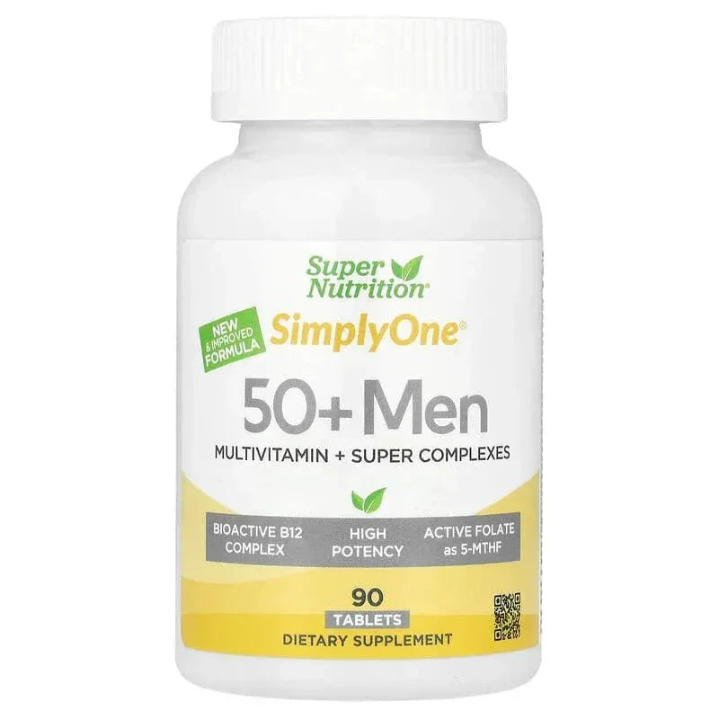 Super Nutrition, Simply OneÂ®, Men's 50+ Multivitamin with Super Adaptogens, B12, Greens, Spices & Antioxidants, 90 Tablets - USA MEGA SHOP