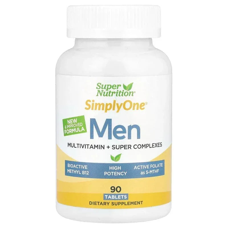 Super Nutrition, SimplyOne®, Men’s Multivitamin + Super Complexes with Vitamin C + Super Adaptogen Complex, 90 Tablets