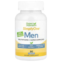 Men’s multivitamin bottle with white cap and front label, 90 tablets
