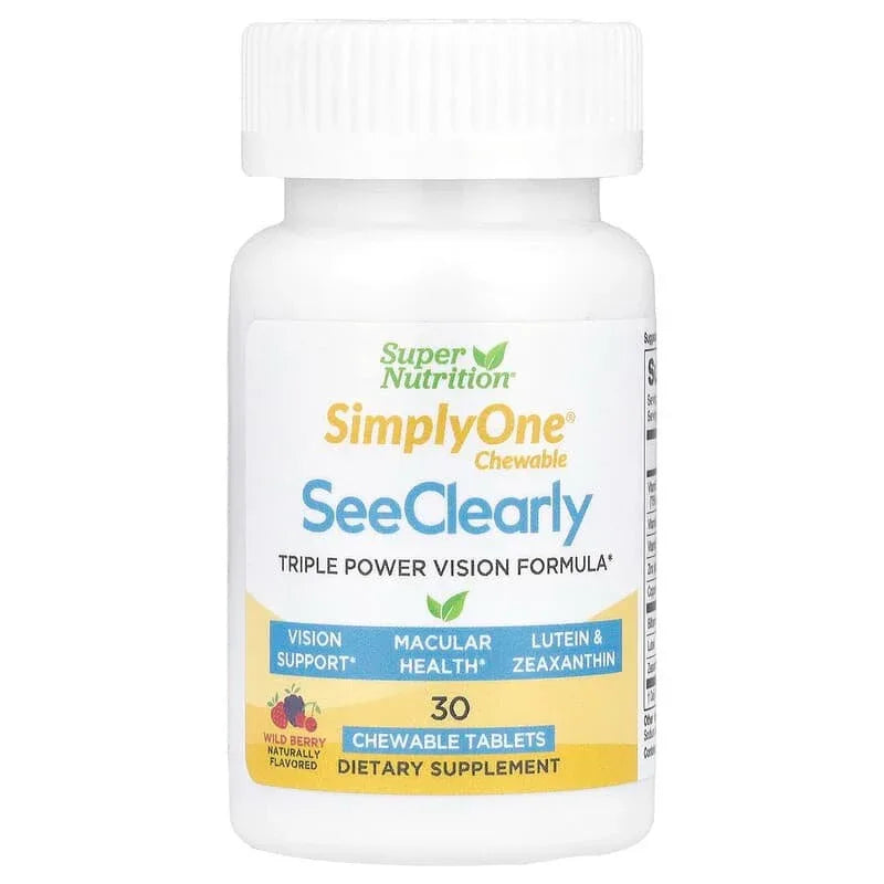 Super Nutrition, SimplyOneÂ®, See Clearly, Triple Power Vision Formula with Lutein, Zeaxanthin, Vitamins, Minerals and Botanical Extracts, Wild Berry , 30 Chewable Tablets - USA MEGA SHOP