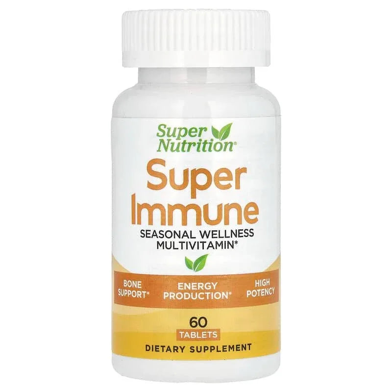 Super Nutrition, Super Immune, Immune-Strengthening Multivitamin with Glutathione, High-Potency Vitamins, Minerals and Herbs, 60 Tablets - USA MEGA SHOP