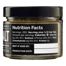 Side Gig SuperSalt sea salt blend jar, back label with Nutrition Facts