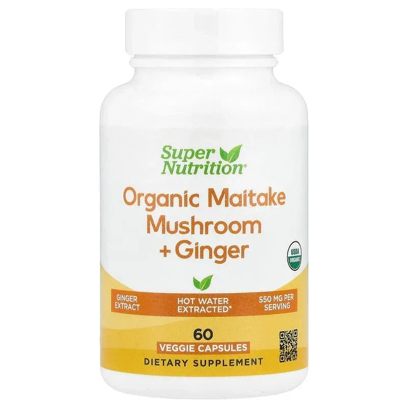 Super Nutrition, Organic Mushroom + Ginger, 60 Veggie Capsules