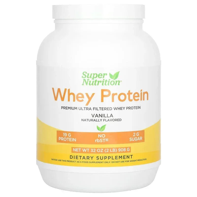 Super Nutrition, Ultra Filtered Whey Protein Powder with Cocoa Powder, Stevia Leaf Extract, Monk Fruit Extract, Sunflower Lecithin, Non-GMO, and rbST Free, Chocolate, 2 lb (908 g)