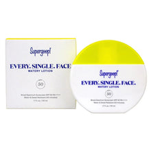 Supergoop SPF 50 watery face lotion with matching box and jar