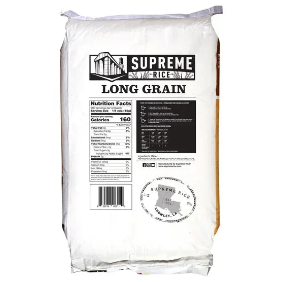 Supreme Rice Long Grain Rice, 25 lbs