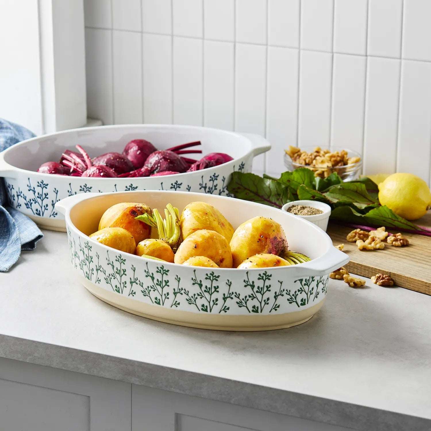 Sur La Table Floral Oval Baker, 3.4 qt.