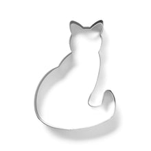 Cat cookie cutter, silver metal outline