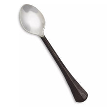 Forged demitasse spoon with stainless bowl and dark handle