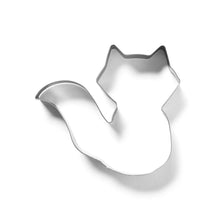 Fox cookie cutter in shiny metal, silhouette with bushy tail