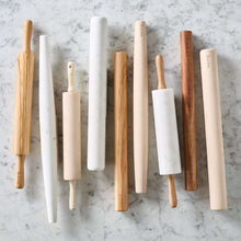 Rolling pin assortment with wooden handles and marble barrels