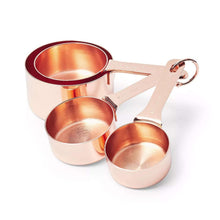 Copper measuring cup set of 4 with metal handles and spouts