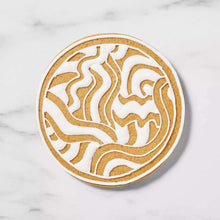 Round copper-plated cookie cutter with swirl pattern, 3.5 in