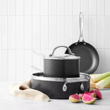 Nonstick sauté pan with lid, dark finish, side helper handles
