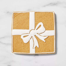 Square copper-plated cookie cutter with bow-shaped cutting insert