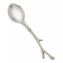 Twig demitasse spoon with silver-toned finish and textured handle