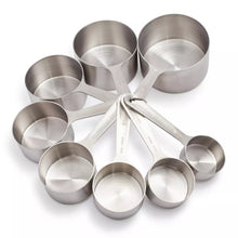 Stainless steel measuring cups set with multiple nesting cups and looped handles