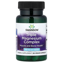 Magnesium complex supplement bottle with black cap, front label and vegan capsules text