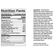 Nutrition Facts panel for Sweet Serenity chocolate chip cookies