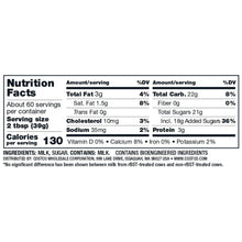 Nutrition Facts panel for sweetened condensed milk: calories 130 per 2 tbsp