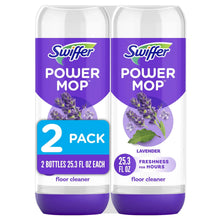 Swiffer Power Mop refill solution bottles, 2-pack, lavender-scent liquid, purple caps