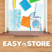 Dusting duster kit with yellow handle and blue fluffy refill pads