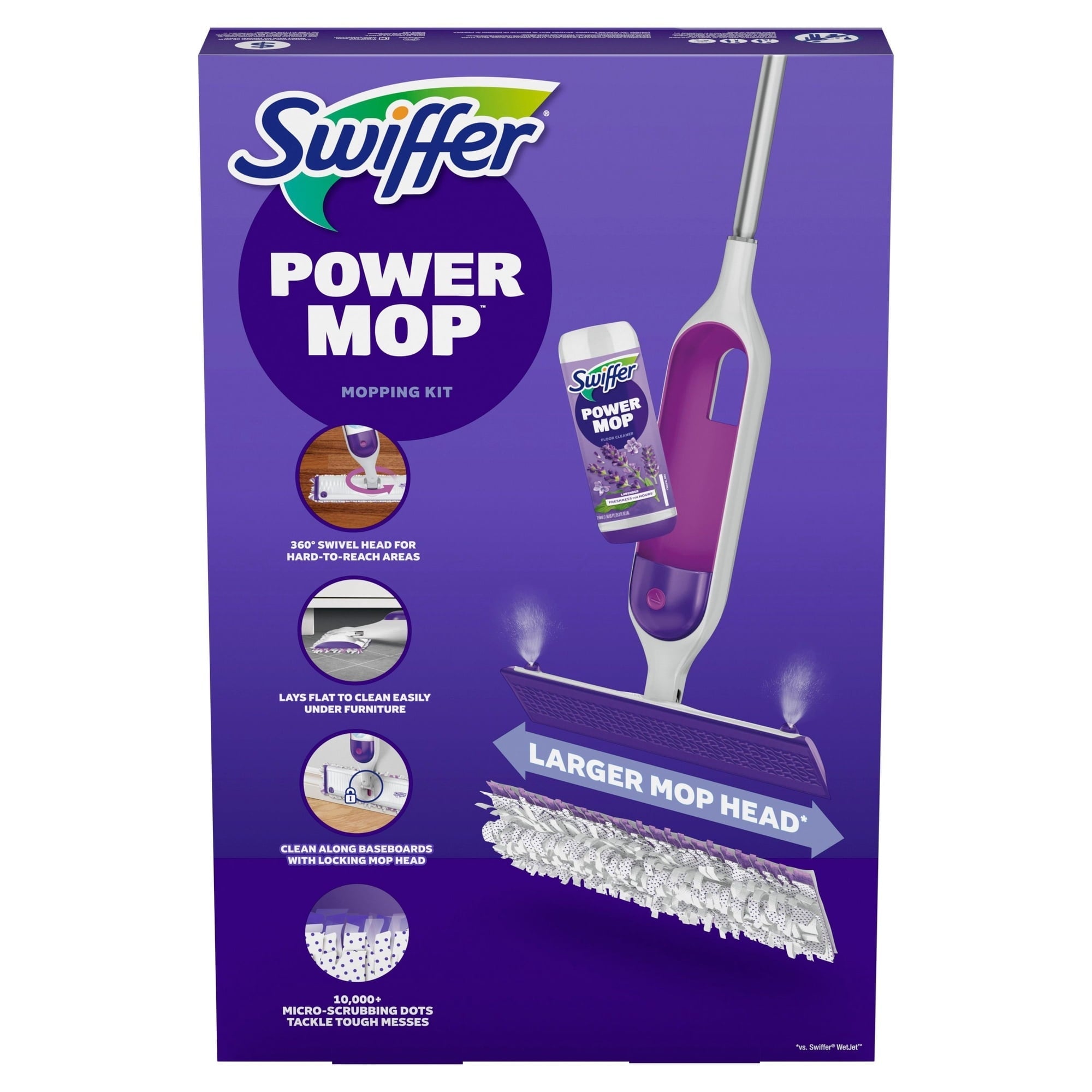 Swiffer PowerMop Multi-Surface Mopping Kit, Lavender, 8 pads + 2 refills