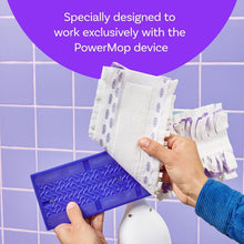 Mopping refill pads stack for Swiffer PowerMop in white with purple accents