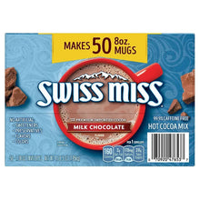 Swiss Miss hot cocoa mix box, milk chocolate flavor, 99.9% caffeine-free