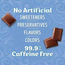 Hot cocoa mix graphic featuring chocolate bars and no artificial sweeteners