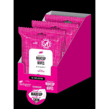 Swisspers makeup remover wipes box, pink retail pack with 25 wipes label