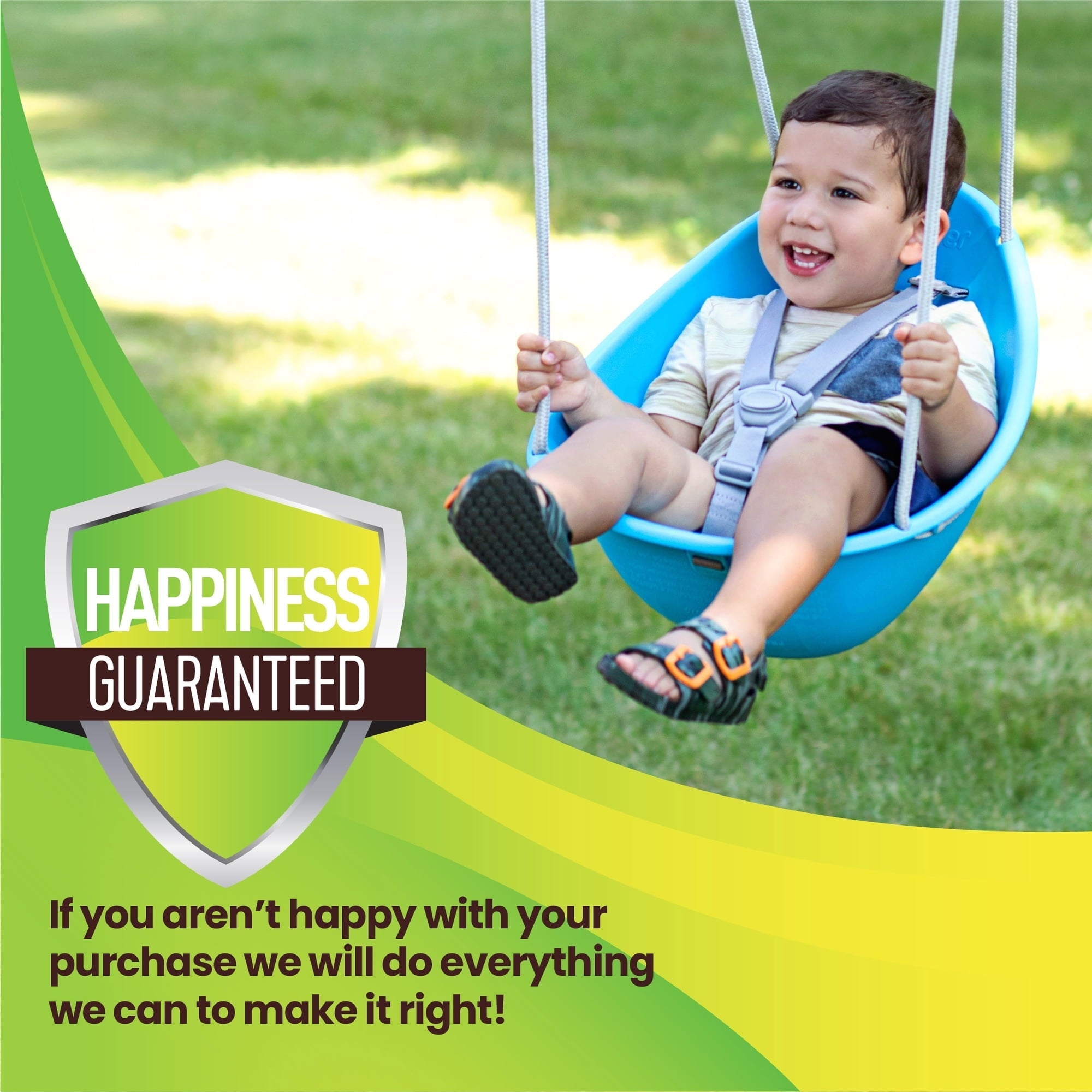Swurfer Coconut Toddler Swing – Comfy Baby Swing Outdoor, Safe Quick Click Locking System, Easy Installation, Ages 6 - 36 Months