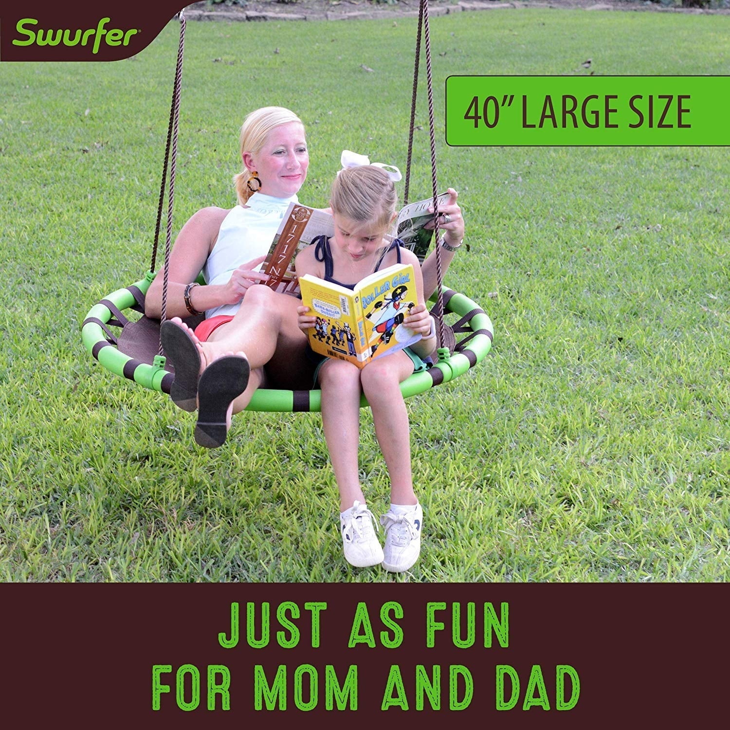 Swurfer Orbit 40" Tree Swing, Cool Feel Mesh Padded Saucer Swing Holds Up To 500 lbs