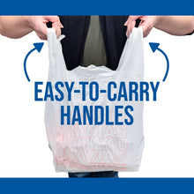 White t-shirt carry-out bag held for easy-to-carry handles, red THANK YOU GRACIAS