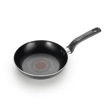 Nonstick fry pan with black interior and grey handle, 10.5 inch cooking surface