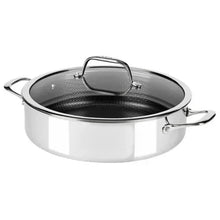 Stainless steel universal pot with fitted glass lid and loop handle