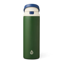 Army green stainless steel 2-in-1 straw and chug water bottle with push lid