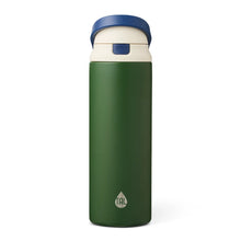 24oz stainless steel water bottle, army green with push lid and straw/chug spout
