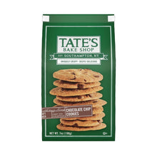 Chocolate chip cookie bag with stacked cookies printed on dark green package