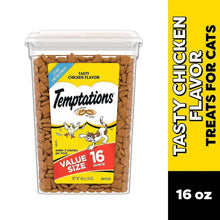 Tasty Chicken Flavor cat treats tub, value size 16 oz, 16-ounce clear container