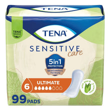 TENA Sensitive care ultimate absorbency incontinence pads, 99 count box package