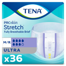 TENA Proskin Stretch disposable briefs, light gray, fully breathable brief pack front