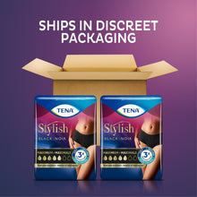 Two black women’s underwear boxes shown in discreet packaging