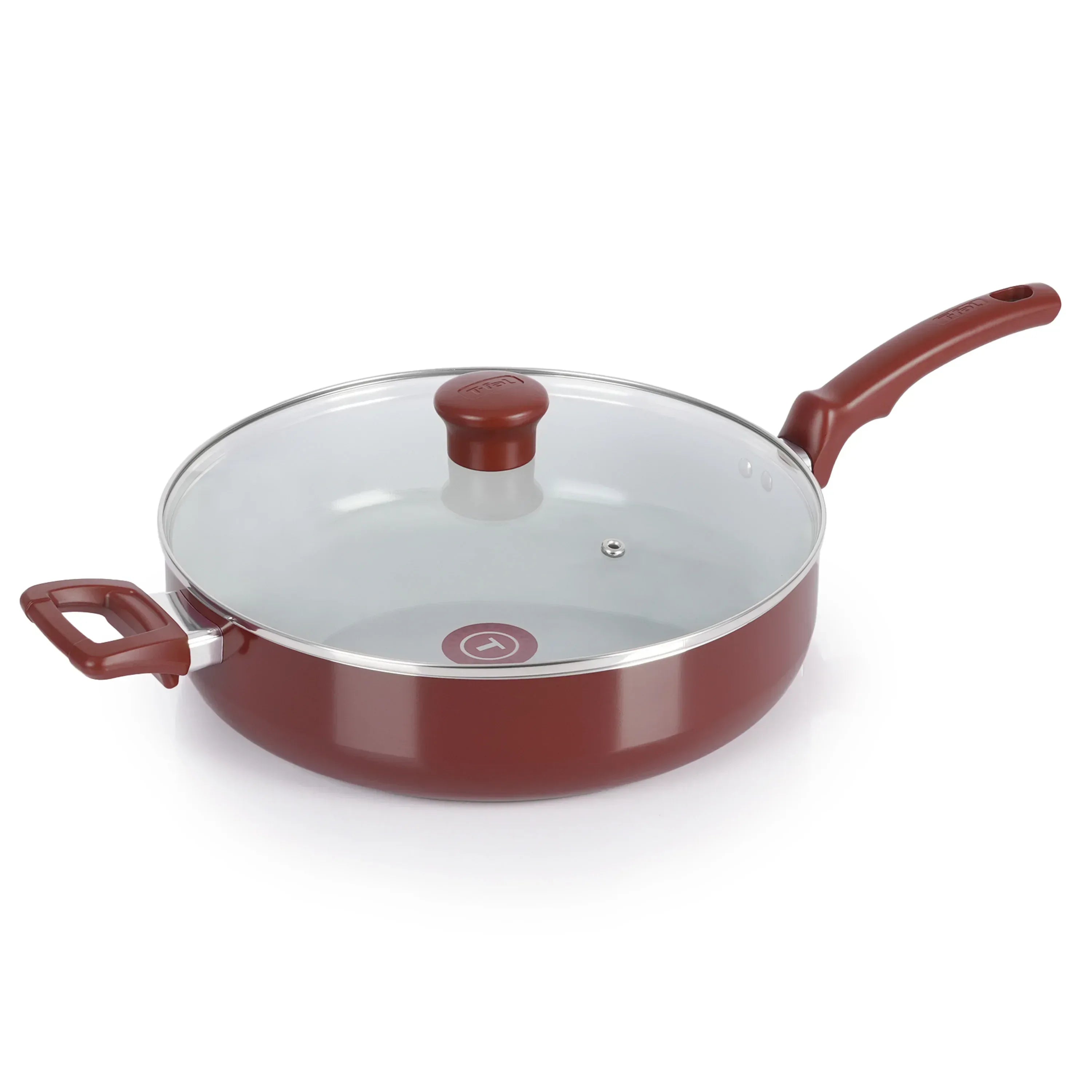 T-Fal Kitchen Solutions Black 5 Quarts Ceramic Non-Stick Jumbo Cooker Sauté Pan with Lid & Helper Handle