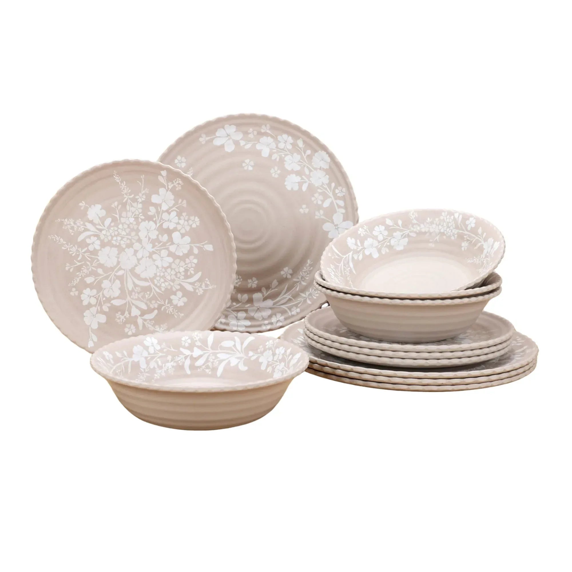 The Pioneer Woman 12-Piece Daisy Bamboo Melamine Dinnerware Set